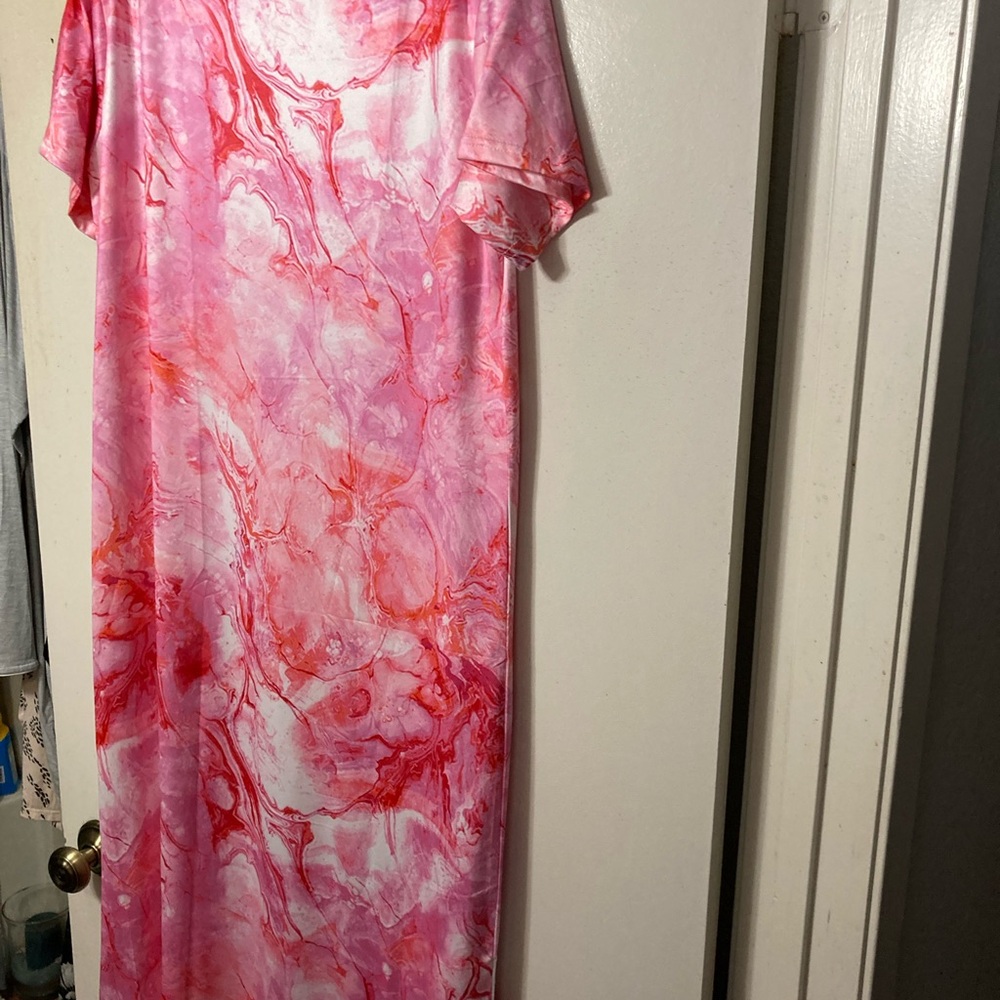 Pink Marble Print Maxi Dress